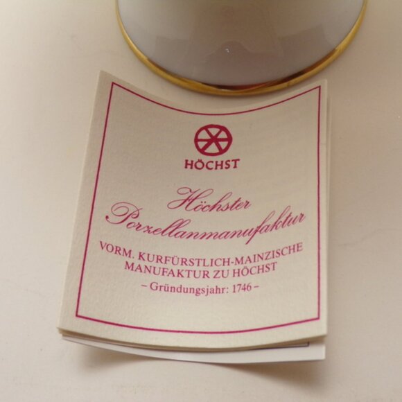 Hochst German vase white with gold trim 5 inches tall.  Numbered on bottom. - Picture 2 of 9